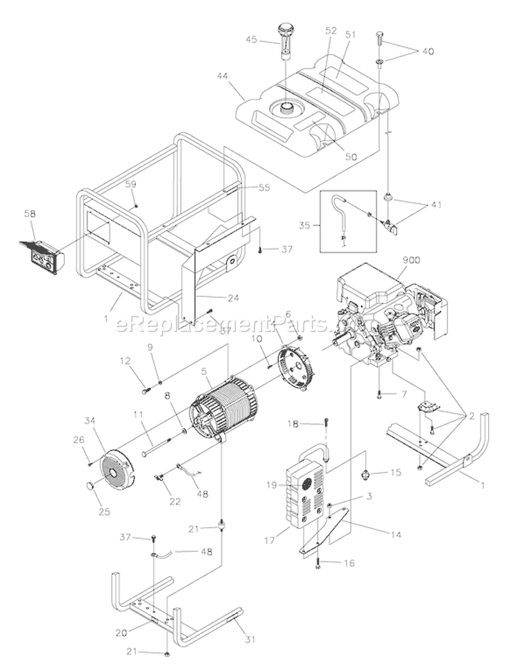 Page C Diagram and Parts List for  Briggs and Stratton Generator